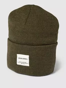 Шапка-бини однотонного дизайна с широкой манжетой Jack & Jones, темно-зеленый
