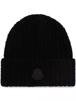 Шапка-бини с аппликацией Moncler, черный