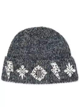 Шапка бини с брошью Philipp Plein, синий