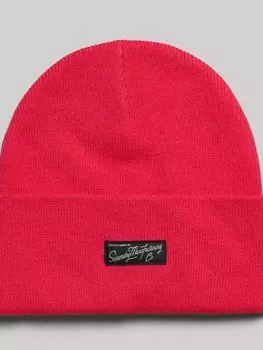 Шапка-бини с фирменной нашивкой-логотипом Superdry, фуксия роза