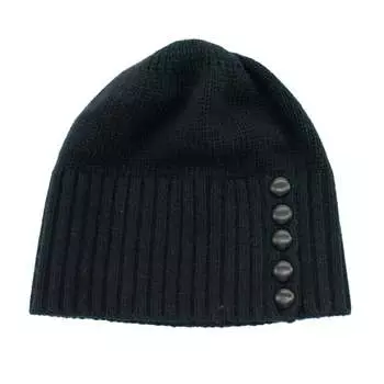 ШАПКА БИНИ С КОЖАНЫМИ ПУГОВИЦАМИ Portolano, черный