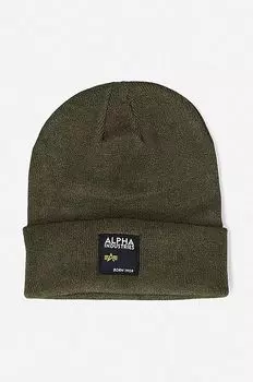 Шапка-бини с лейблом Alpha Industries, зеленый