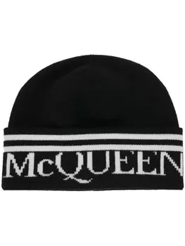 Шапка бини с логотипом Alexander McQueen, черный