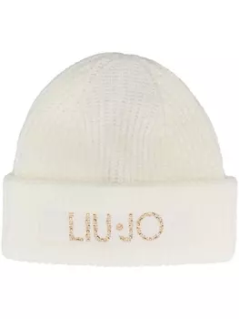 Шапка-бини с логотипом-блестками LIU JO, белый