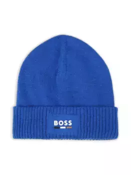 Шапка бини с логотипом BOSS Kidswear, синий