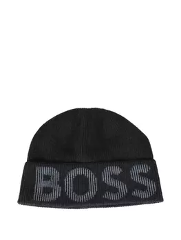 Шапка бини с логотипом BOSS, синий