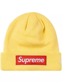 Шапка бини с логотипом из коллаборации с New Era Supreme, желтый