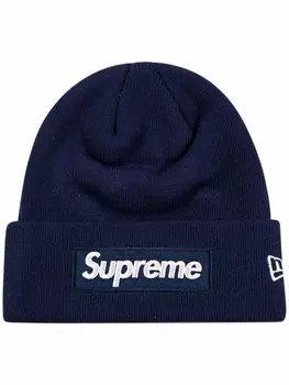 Шапка бини с логотипом из коллаборации с New Era Supreme, синий
