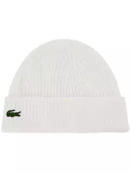 Шапка бини с логотипом Lacoste, белый