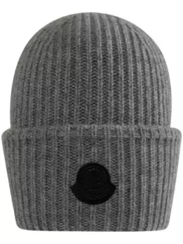 Шапка бини с логотипом MONCLER, серый