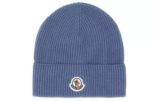 Шапка-бини с логотипом Moncler, светло-голубой