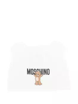 Шапка бини с логотипом Moschino Kids, белый