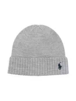 Шапка бини с логотипом Polo Pony POLO RALPH LAUREN KIDS, серый