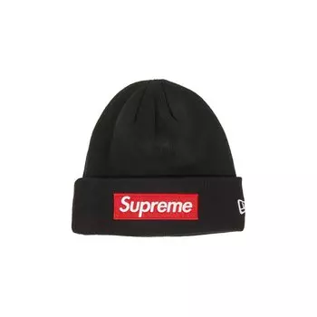 Шапка-бини с логотипом Supreme x New Era Box, цвет Черный