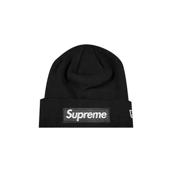 Шапка-бини с логотипом Supreme x New Era Box, цвет Черный