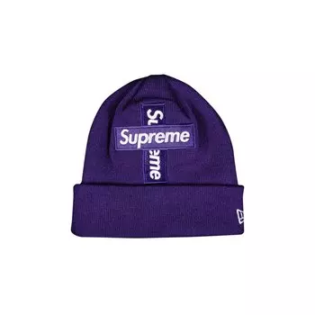 Шапка-бини с логотипом Supreme x New Era Cross Box, цвет Фиолетовый