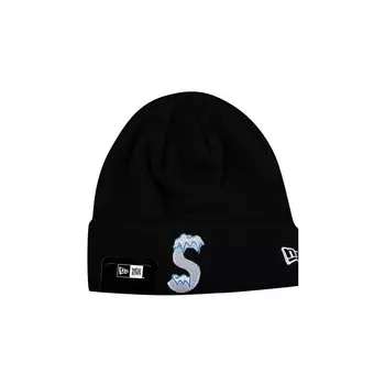 Шапка-бини с логотипом Supreme x New Era S, цвет Черный