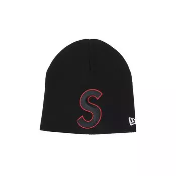 Шапка-бини с логотипом Supreme x New Era S, цвет Черный