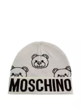 Шапка-бини с логотипом Тедди Moschino, серый
