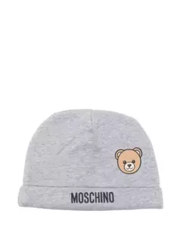 Шапка бини с логотипом Teddy Moschino Kids, серый