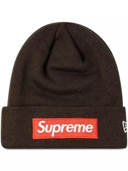 Шапка-бини с логотипом X New Era Supreme, коричневая
