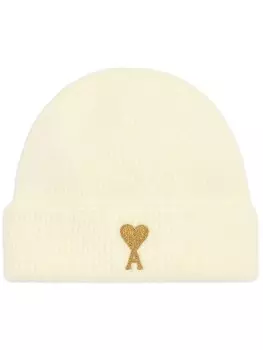 Шапка бини с монограммой Ami de Coeur AMI Paris, нейтральный цвет
