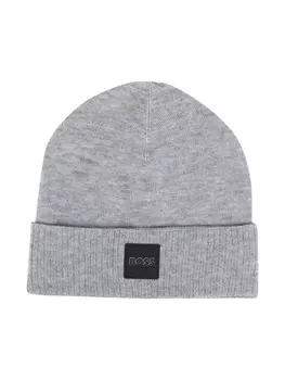 Шапка бини с нашивкой-логотипом BOSS Kidswear, серый