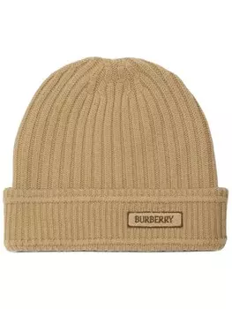 Шапка бини с нашивкой-логотипом Burberry, нейтральный цвет