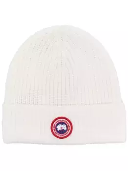 Шапка бини с нашивкой-логотипом Canada Goose, белый