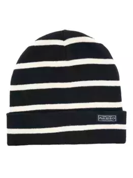 Шапка бини с нашивкой-логотипом и полосками POLO RALPH LAUREN, синий