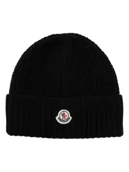 Шапка бини с нашивкой-логотипом MONCLER, черный