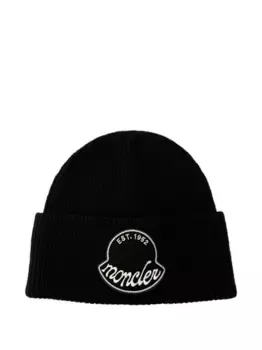 Шапка бини с нашивкой-логотипом MONCLER, черный