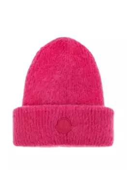 Шапка бини с нашивкой-логотипом MONCLER, розовый