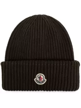 Шапка бини с нашивкой-логотипом MONCLER, зеленый