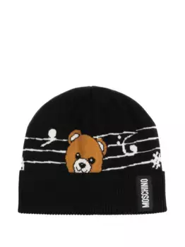 Шапка-бини с плюшевым мишкой Moschino, черный