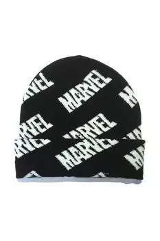 Шапка-бини с повторяющимся принтом Marvel, черный