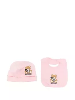 Шапка бини с принтом Teddy Bear Moschino Kids, розовый