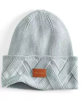 Шапка-бини с решетчатыми манжетами Cole Haan, белый