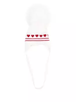 Шапка-бини с сердечком-интарсией Monnalisa, нейтральный