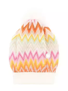 Шапка бини с узором зигзаг Missoni Kids, белый