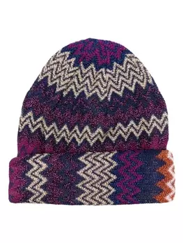 Шапка бини с узором зигзаг Missoni, розовый