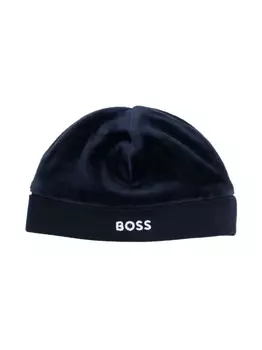 Шапка бини с вышитым логотипом BOSS Kidswear, синий