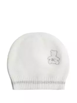 Шапка бини с вышитым логотипом Brunello Cucinelli Kids, белый