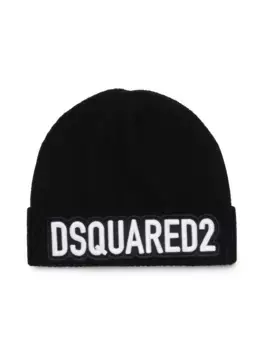 Шапка бини с вышитым логотипом DSQUARED2 KIDS, черный