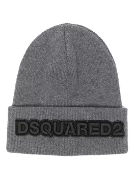 Шапка бини с вышитым логотипом Dsquared2, серый