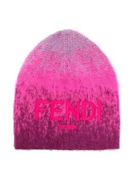 Шапка бини с вышитым логотипом Fendi Kids, розовый