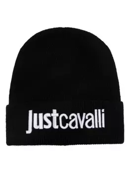 Шапка бини с вышитым логотипом Just Cavalli, черный
