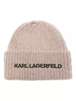 Шапка бини с вышитым логотипом Karl Lagerfeld, серый