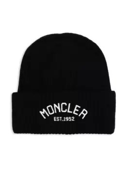 Шапка бини с вышитым логотипом Moncler Enfant, черный