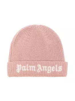 Шапка бини с вышитым логотипом Palm Angels Kids, розовый